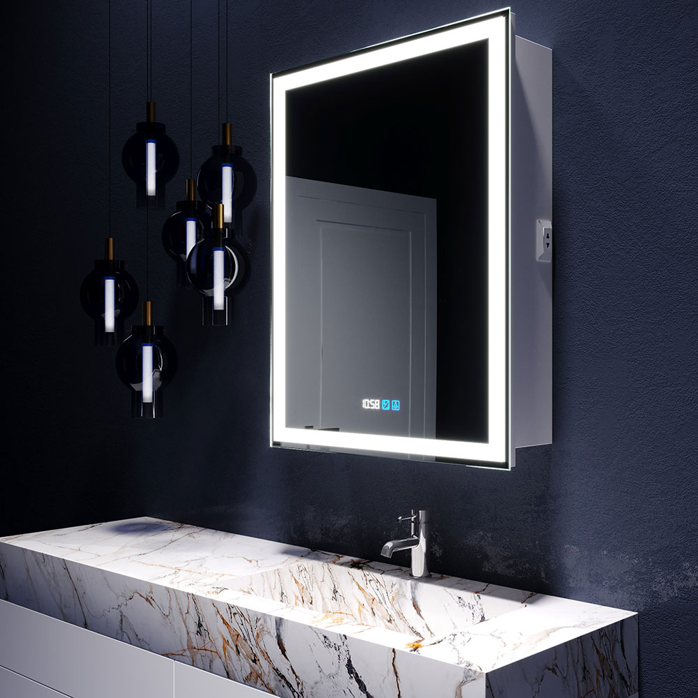 Зеркало-шкаф AZARIO Киото 60 (600х800) c подсветкой и диммером + часы (LED-00002358) — изображение 6