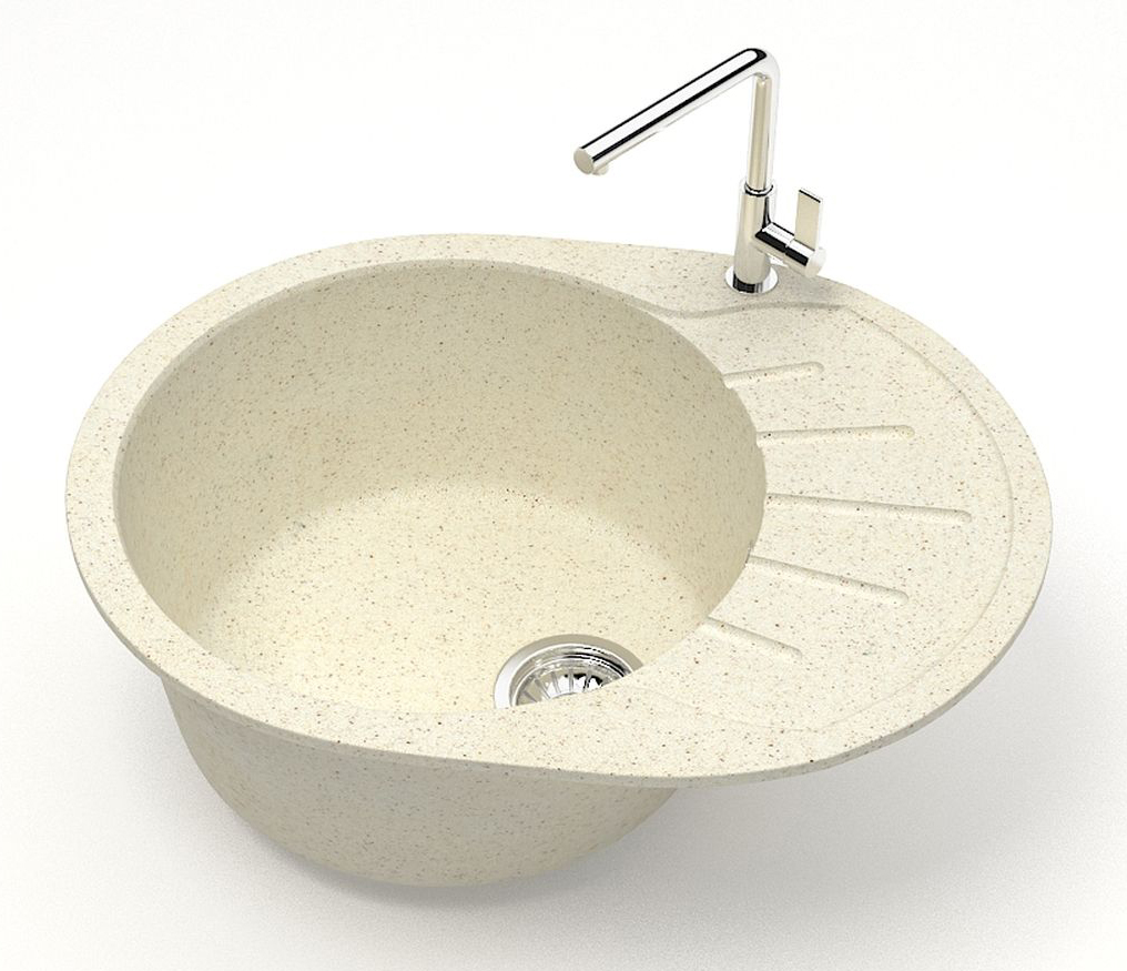 Кухонная мойка AZARIO Light 575х440х215) искусственный мрамор, цвет Бежевый (CS00079919) — изображение 2