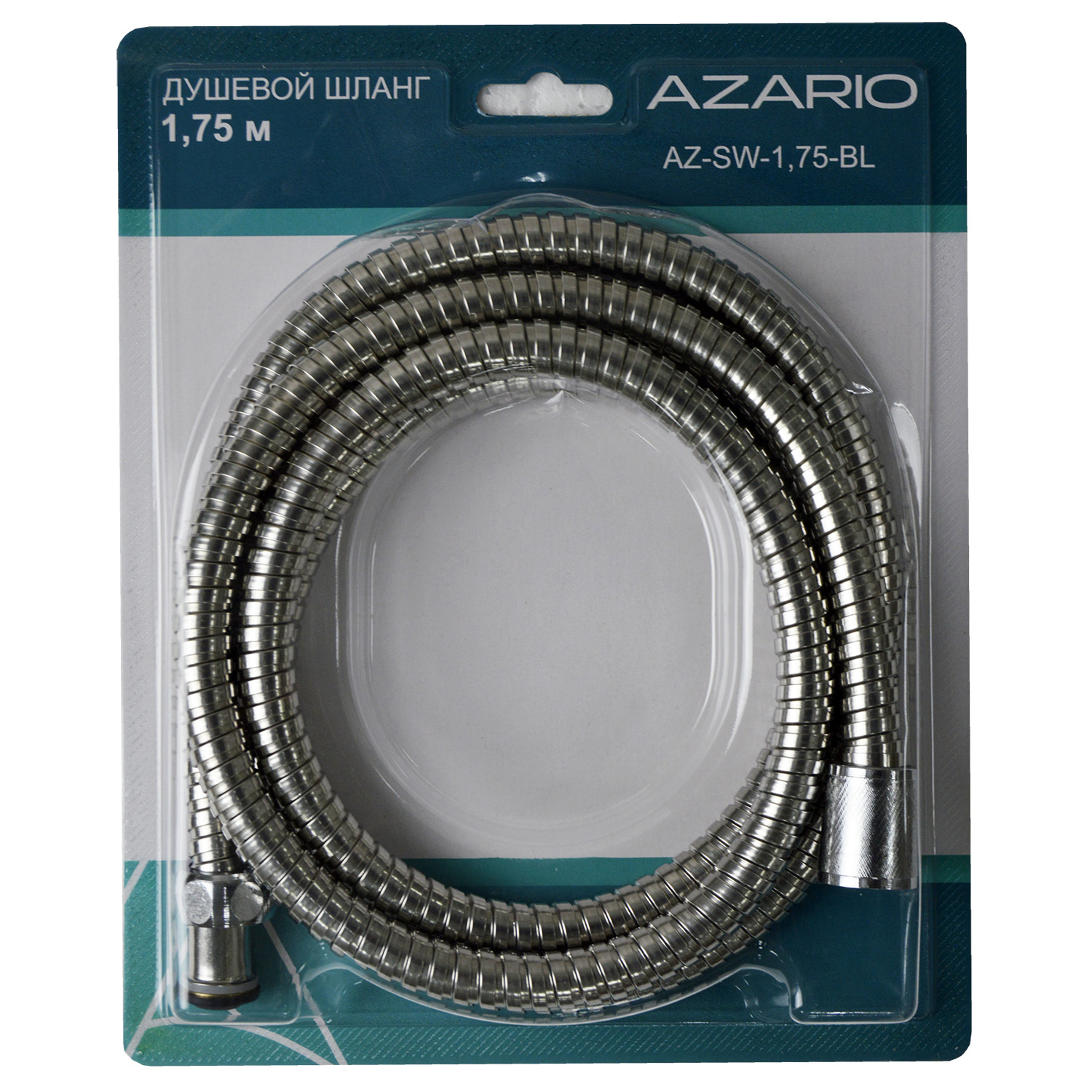 Душевой шланг Azario 175 см металлическая оболочка, хром (AZ-SW-1,75-BL) — изображение 2