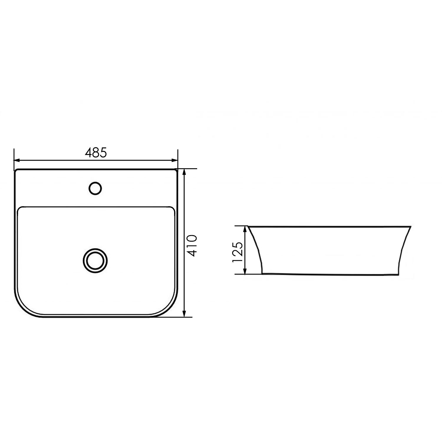 Раковина накладная Azario 485х410х125 прямоугольная, белый глянец (AZ-2258) — изображение 6