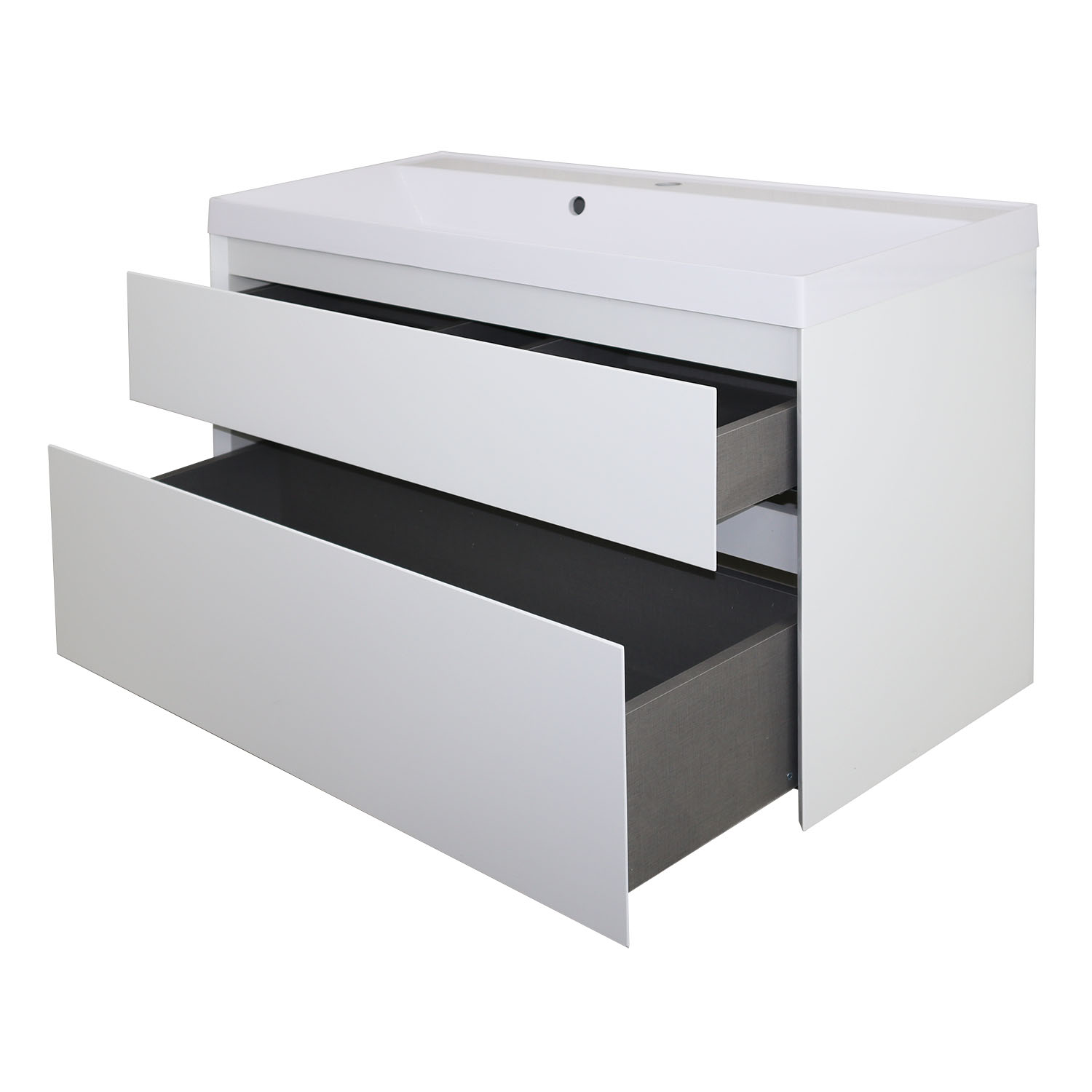 Комплект тумба Azario Velluto 100 1000х450х660 подвесная, с раковиной Slim 100, белый матовый (CS00088604) — изображение 2