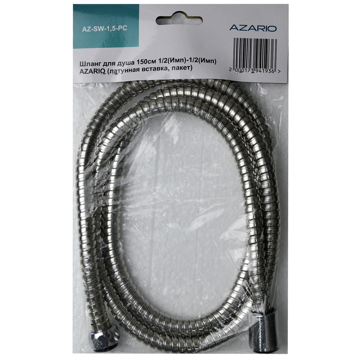 Душевой шланг Azario 150 см металлическая оболочка, хром (AZ-SW-1,5-PC) — изображение 3