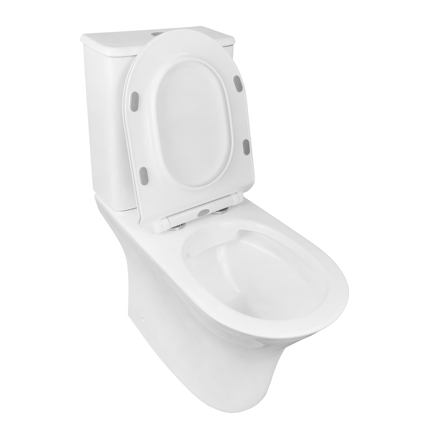 Унитаз-компакт AZARIO FRETTA ROUND 650x340x770 напольный, безободковый в комплекте с бачком и сиденьем микролифт (AZ-7121) — изображение 3