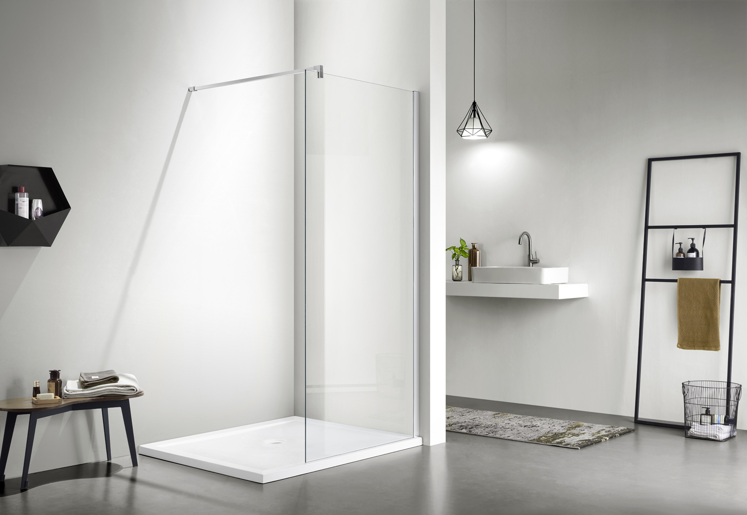 Душевая перегородка Azario CHICAGO Walk-in 1200x1950 прозрачное стекло 8 мм, цвет профиля серебро (AZ-NAR6310 1200) — изображение 2