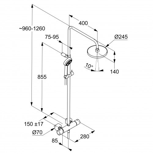 Душевая стойка KLUDI LOGO DUAL SHOWER SYSTEM с термостатом, черный матовый (6808239-00) — изображение 2