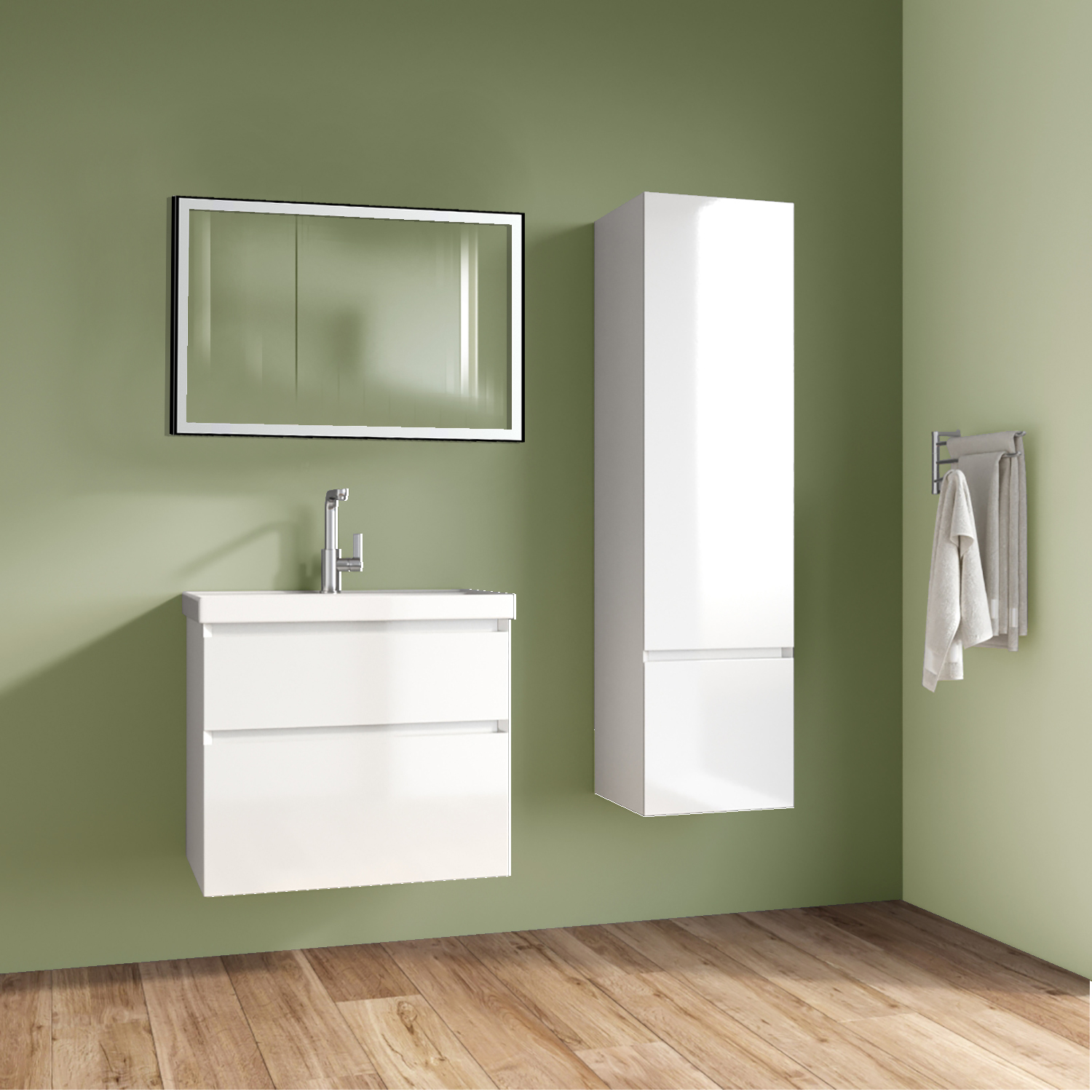 Комплект тумба Azario Velluto 60 600х450х660 подвесная, с раковиной Slim 60, белый матовый (CS00088601) — изображение 12
