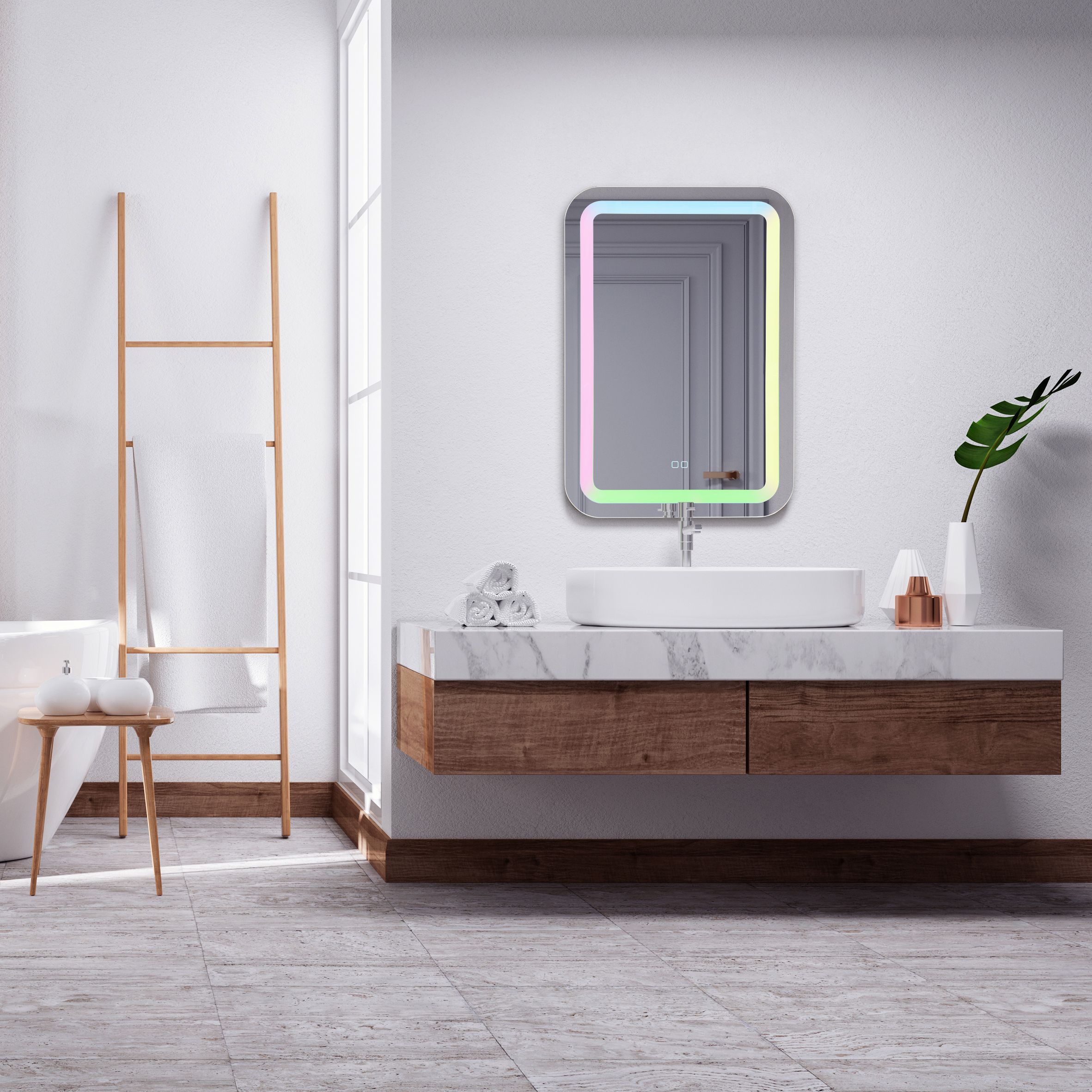 Зеркало AZARIO Мальта RGB 550*800 c подсветкой и диммером, мульти-цвет, сенсорный выключатель (LED-00002511) — изображение 4