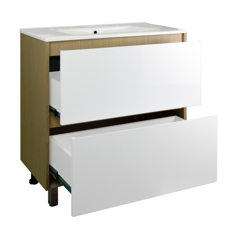 Комплект Тумба Стиль Stella 70/2Н 720х810х460 Дуб дымчатый/Белый, под раковину Leon 7506-70 (CS00076455) — изображение 2