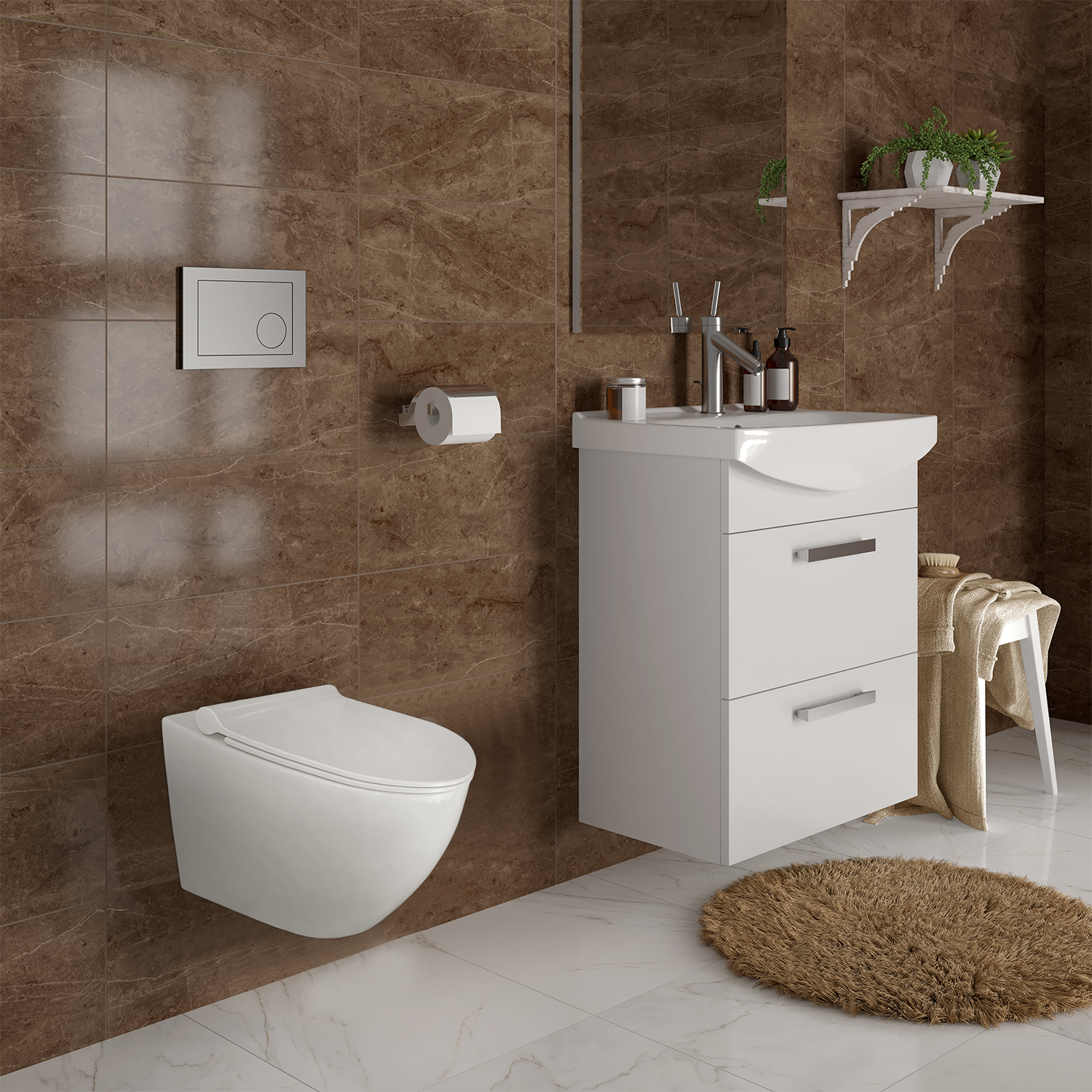 Унитаз подвесной Azario Geno 490х360х360 безободковый, с ультратонким сиденьем микроклифт (AZ2196D) — изображение 4