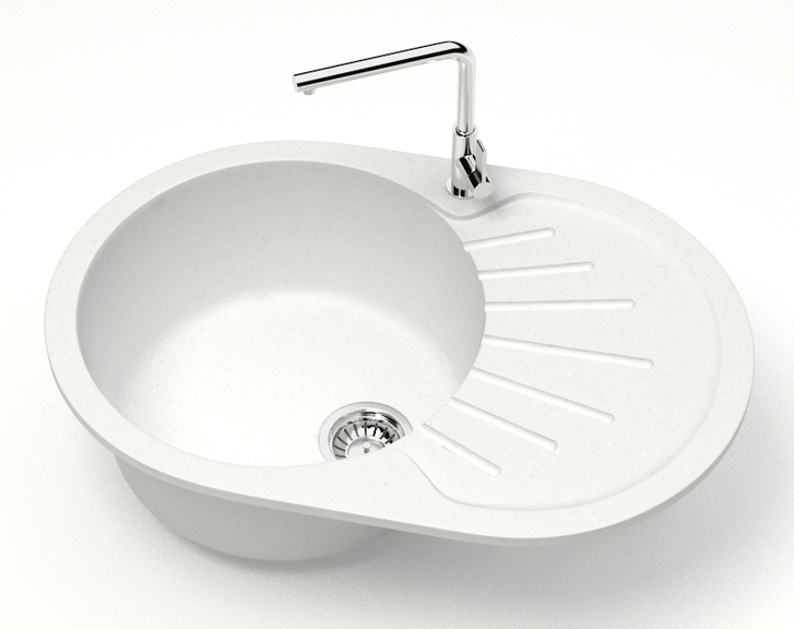 Кухонная мойка AZARIO Flora 730x450x215 искусственный мрамор, цвет белый (CS00079910) — изображение 2
