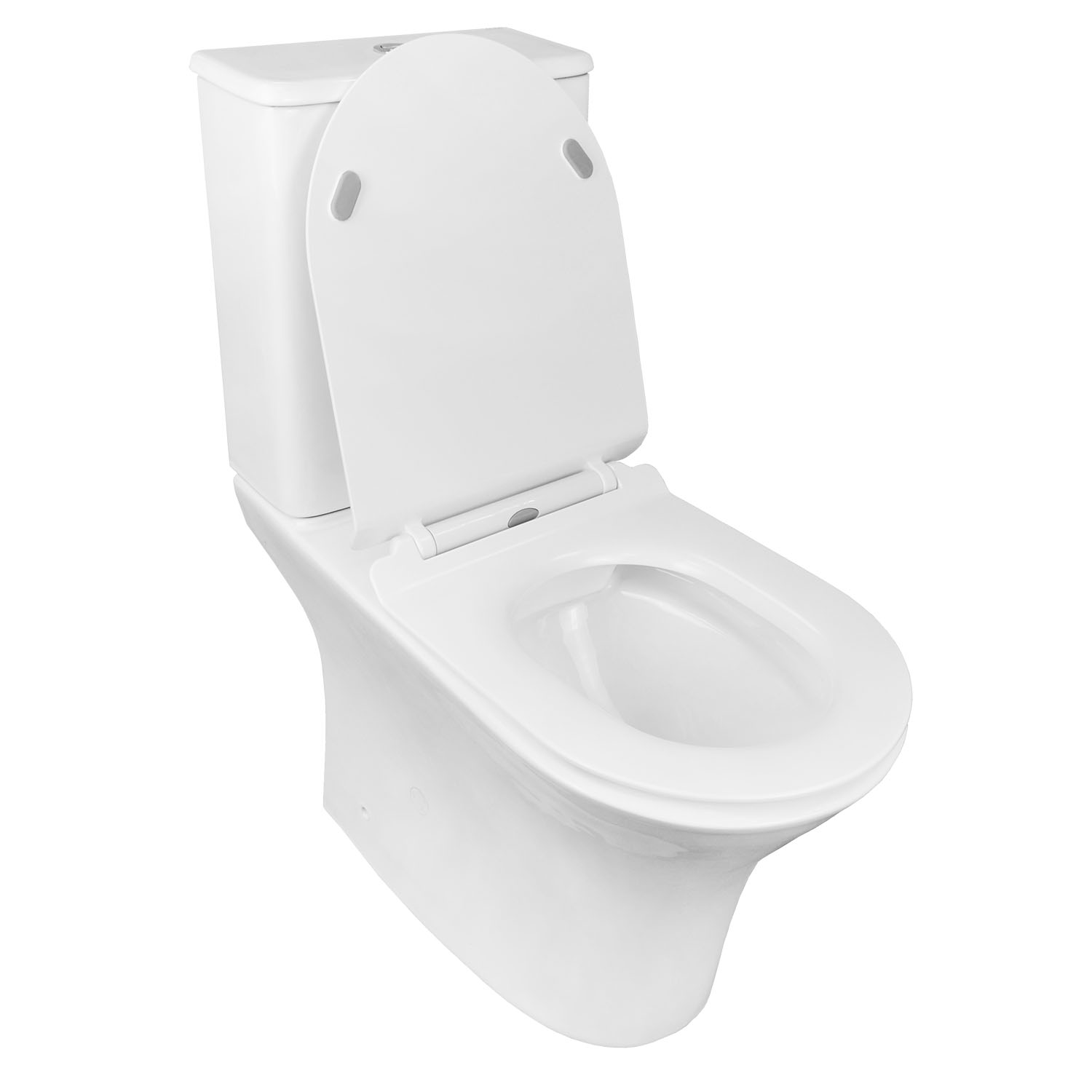 Унитаз-компакт AZARIO FRETTA ROUND 650x340x770 напольный, безободковый в комплекте с бачком и сиденьем микролифт (AZ-7121) — изображение 2