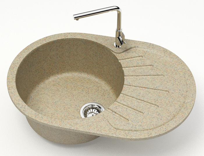 Кухонная мойка AZARIO Flora 730x450x215 искусственный мрамор, цвет песочный (CS00079915) — изображение 2