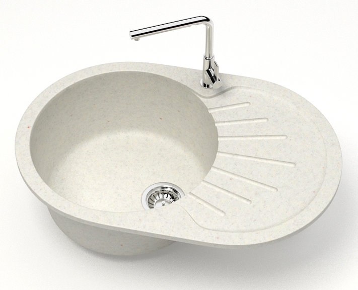 Кухонная мойка AZARIO Flora 730x450x215 искусственный мрамор, цвет хлопок (CS00079914) — изображение 2