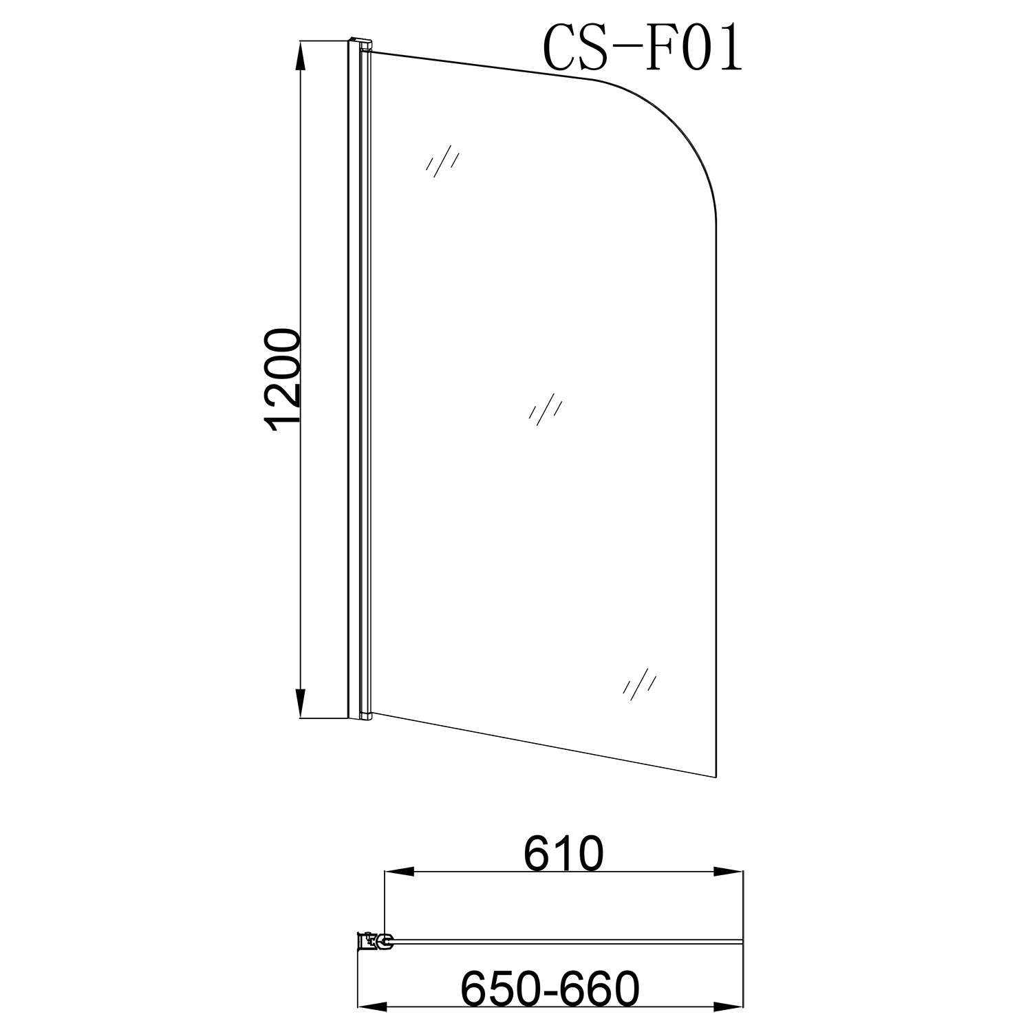 Шторка для ванны Loranto SUNWAY 65х120 цвет профиля хром (CS-F01 120*65) — изображение 4