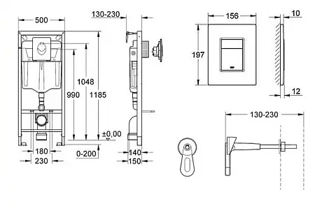 Система инсталляции для унитаза, GROHE Rapid SL, комплект 3 в 1, монтажная высота 1.13 м — изображение 2