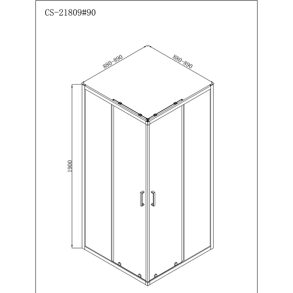 Душевое ограждение Loranto NEO 90x90x190 прозрачное закаленное стекло 5 мм, профиль серебро, без поддона (CS-21809) — изображение 3