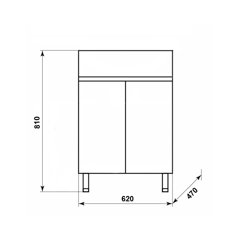 Комплект Тумба Стиль Stella 60Н 620х810х470 Дуб дымчатый/Белый, под раковину Leon 7506-60 (CS00076454) — изображение 3