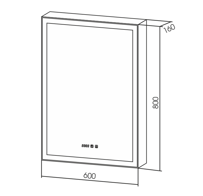 Зеркало-шкаф AZARIO Киото 60 (600х800) c подсветкой и диммером + часы (LED-00002358) — изображение 7
