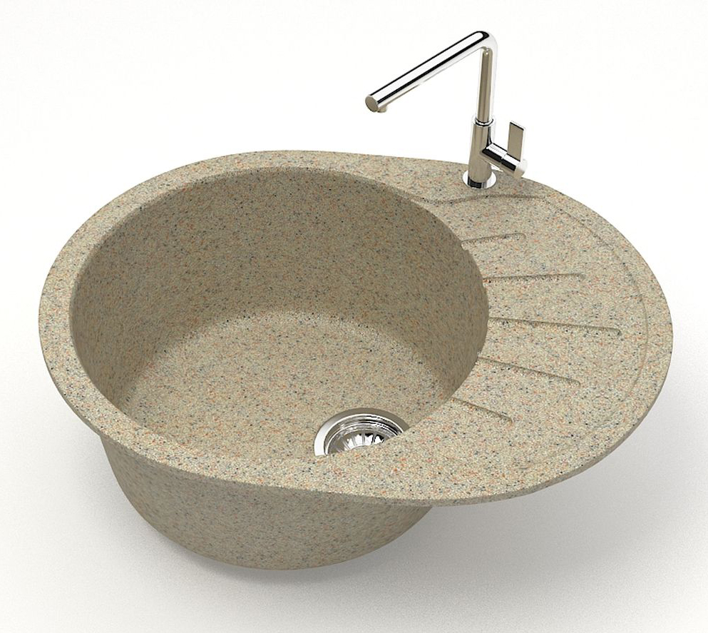 Кухонная мойка AZARIO Light 575х440х215) искусственный мрамор, цвет Песочный (CS00079922) — изображение 2