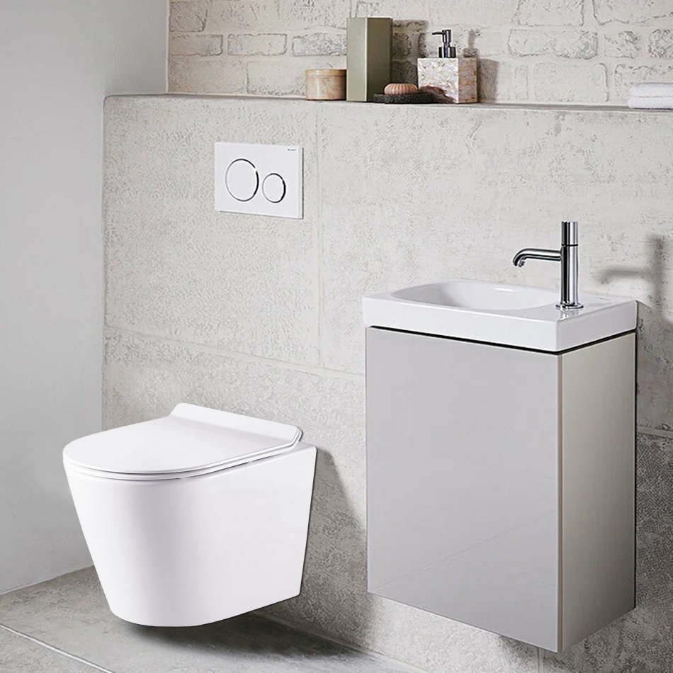 Унитаз подвесной AZARIO FONTI 535x365x310 безободковый, в комплекте с сиденьем микролифт, белый (AZ-402W) — изображение 2