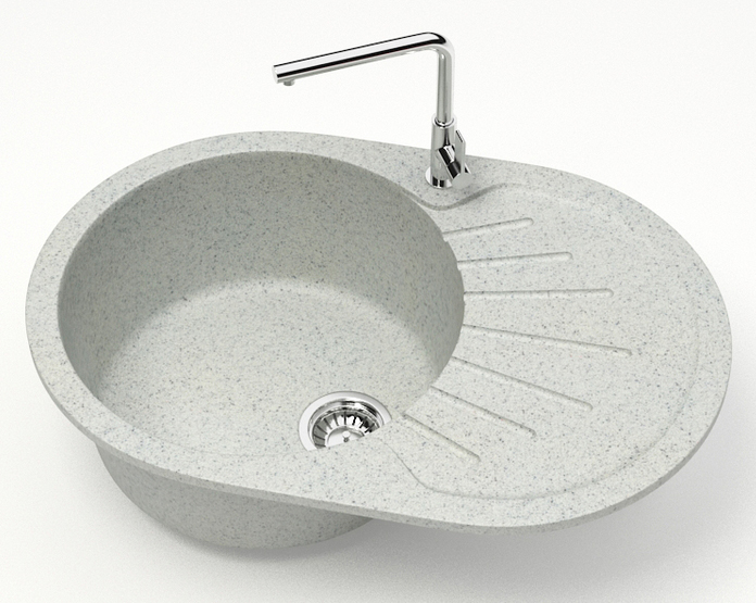 Кухонная мойка AZARIO Flora 730x450x215 искусственный мрамор, цвет светло серый (CS00079916) — изображение 2