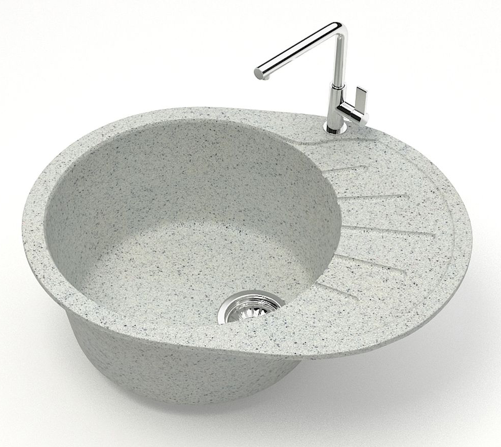 Кухонная мойка AZARIO Light 575х440х215) искусственный мрамор, цвет Светло серый (CS00079923) — изображение 2