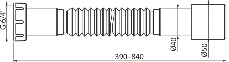 Гибкое соединение Alcadrain 6х4х40/50 пластик (A770) — изображение 2