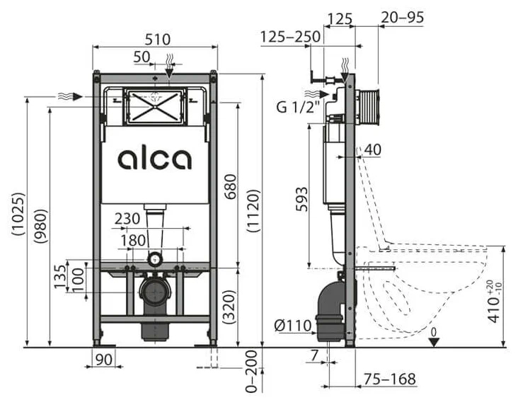 Инсталляция Alcadrain AM101 для унитаза с черной клавишей смыва — изображение 4